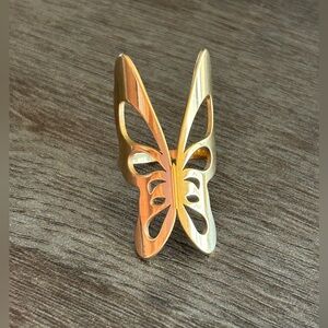 Gold Whimsical Stainless Steel Butterfly Ring